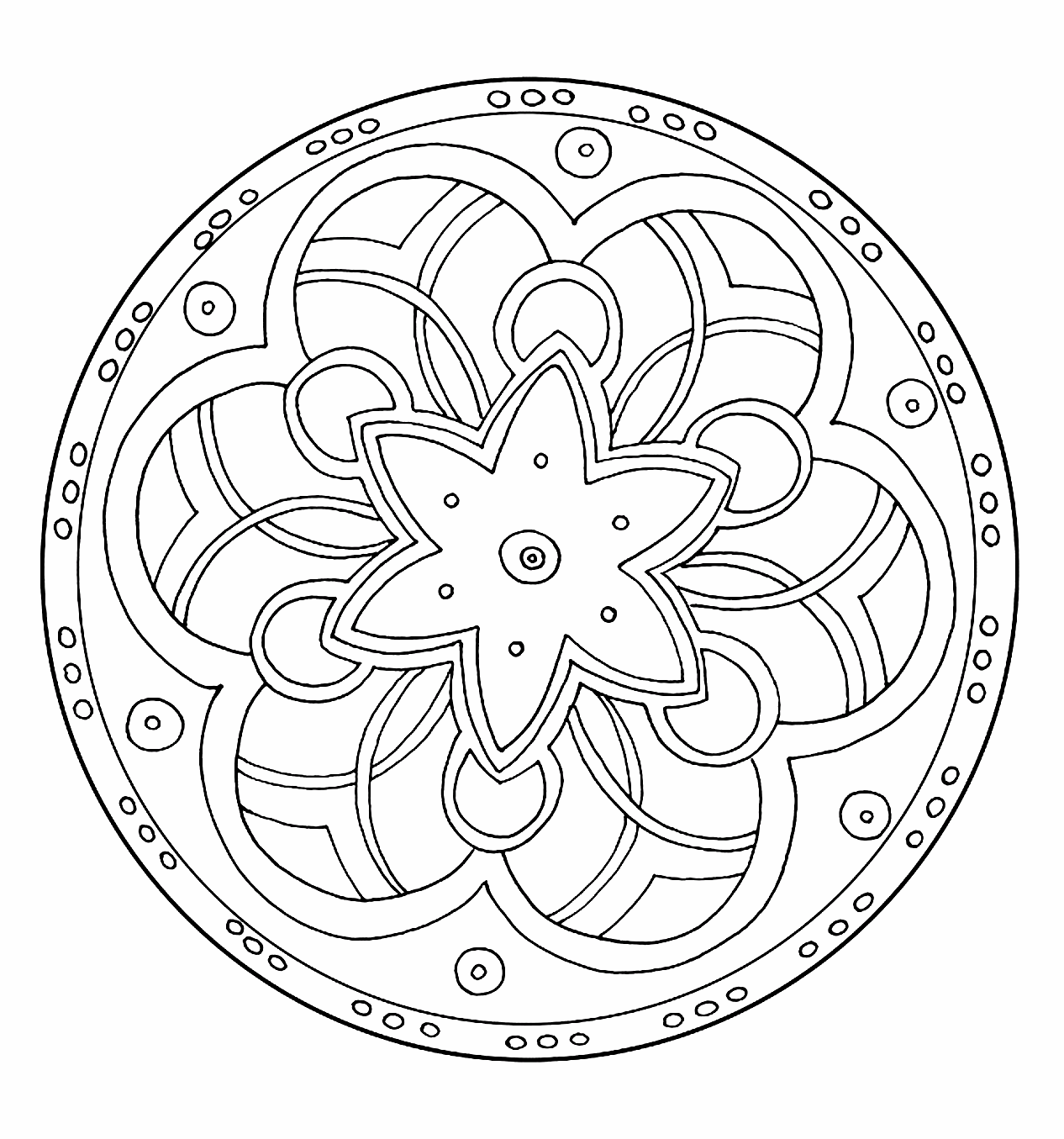 A perfect Mandala if you want easy coloring pages or if you search coloring pages for kids. Coloring helps to develop and strengthen the hand muscles, which later helps children with activities like lifting objects and typing.